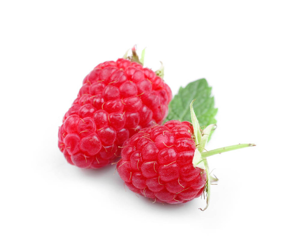 Fresh ripe raspberries on white background - Photo, Image