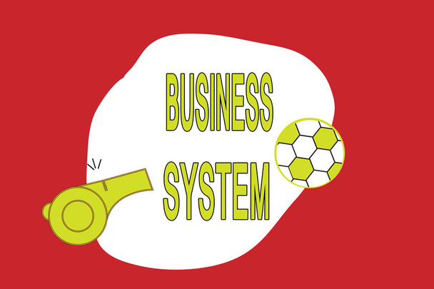 Sms-bord met Business System. Conceptuele foto Een methode om de informatie van organisaties te analyseren - Foto, afbeelding