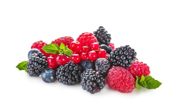 Delicious ripe berries on white background - Photo, Image
