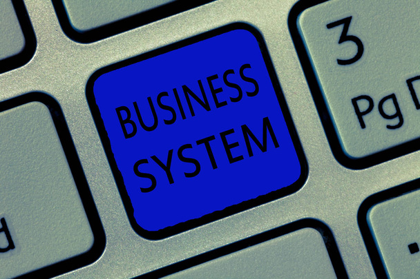 Writing note showing Business System. Business photo showcasing A method of analyzing the information of organizations - Photo, Image