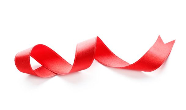 Red ribbon on white background - Foto, Imagem