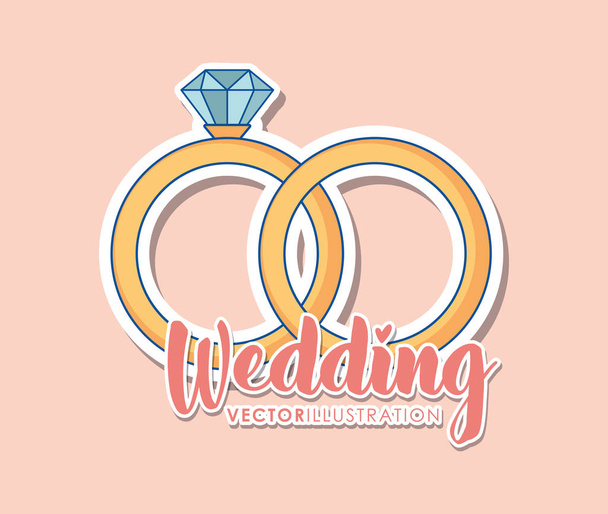 cartão de casamento com anéis de noivado design de ilustração vetorial
 - Vetor, Imagem