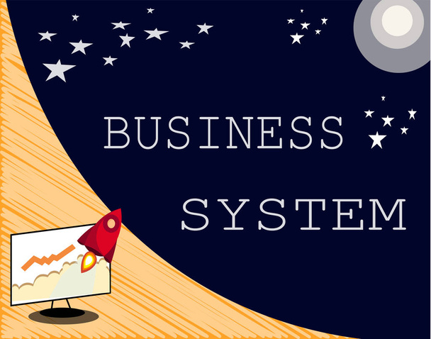 Text sign showing Business System. Conceptual photo A method of analyzing the information of organizations - Photo, Image
