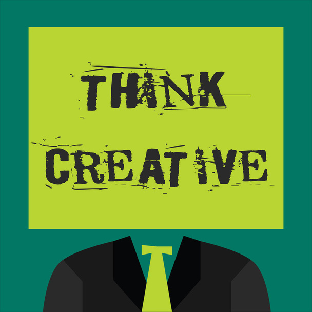 Znak tekstowy pokazujący Think Creative. Zdjęcie koncepcyjne Zdolność postrzegania wzorców, które nie są oczywiste - Zdjęcie, obraz