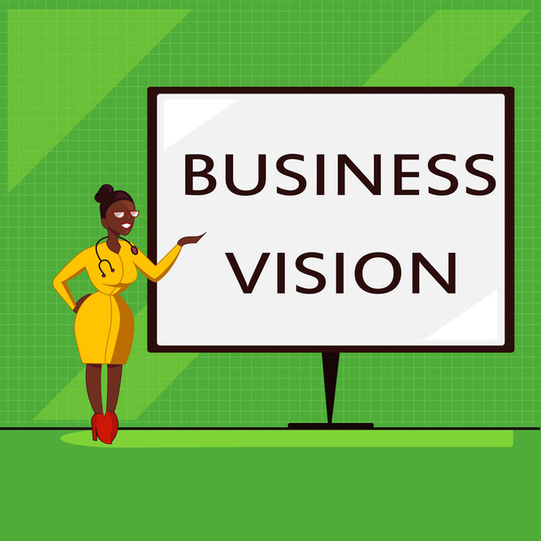 Conceptueel handschrift met Business Vision. Zakelijke foto presentatie groeien uw bedrijf in de toekomst op basis van uw doelstellingen - Foto, afbeelding