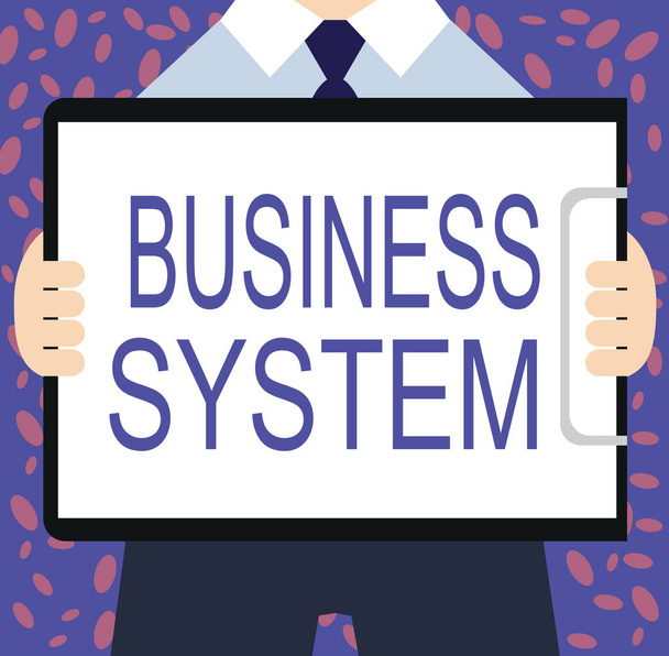 Schrijfbriefje met Business System. Business photo showcasing Een methode om de informatie van organisaties te analyseren - Foto, afbeelding
