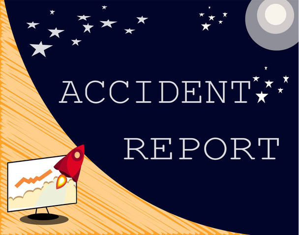 Text sign showing Accident Report. Conceptual photo A form that is filled out record details of an unusual event - Photo, Image