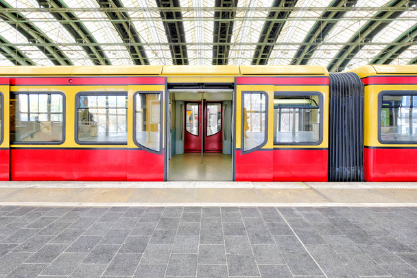 Germany red train wagon with an open door - Photo, Image
