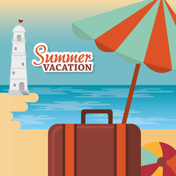 zomer vakanties strand met pictogrammen - Vector, afbeelding