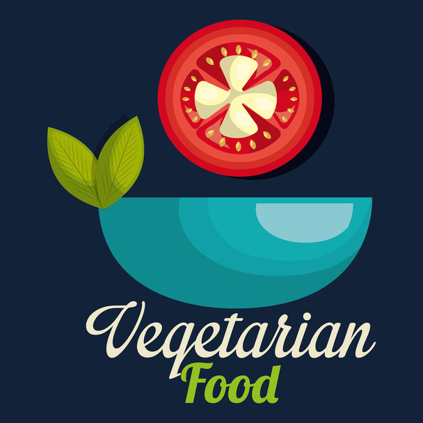 fresh tomatoes in bowl vegetarian food - Vector, Image