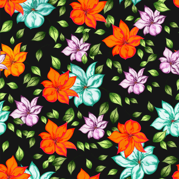 Beautiful seamless floral pattern with watercolor effect. - Vector, afbeelding