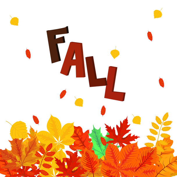 Banner with colored autumn leaves for bright, seasonal design, vector illustration - Vector, Image