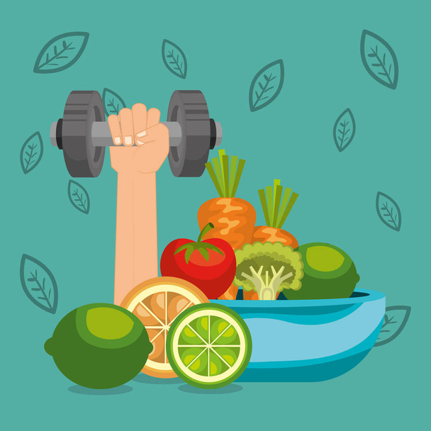 sağlıklı gıda ve fitness simgeler - Vektör, Görsel