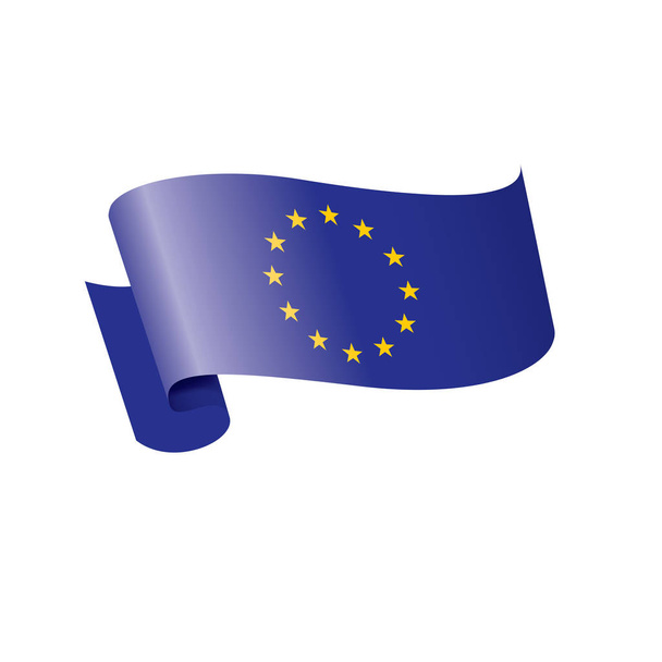 欧州連合旗、白い背景のベクトルイラスト - ベクター画像