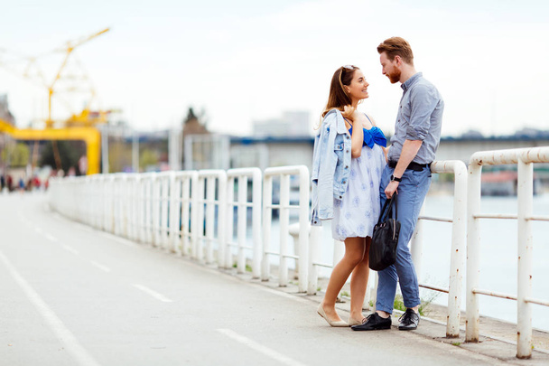 Couple enjoy a romantic walk and sharing feelings - Photo, Image