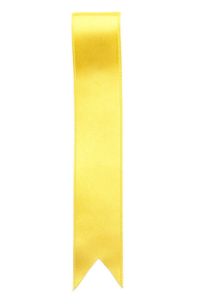 Κίτρινη κορδέλα σελιδοδείκτη σε λευκό φόντο - Φωτογραφία, εικόνα