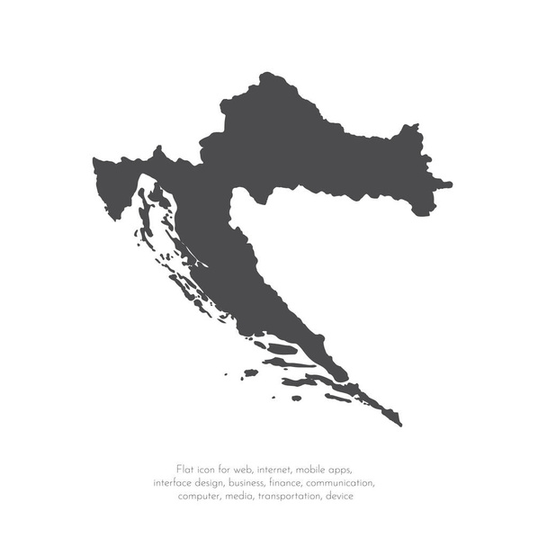 Vektorkarte Kroatien. isolierte Vektorillustration. schwarz auf weißem Hintergrund. Folge 10 Abbildung. - Vektor, Bild