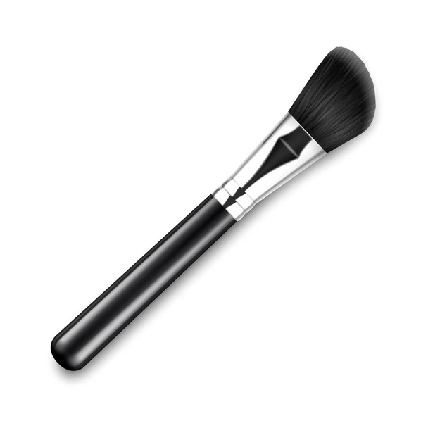 Vector negro limpio profesional maquillaje ángulo rubor cepillo con mango negro aislado sobre fondo blanco
 - Vector, Imagen