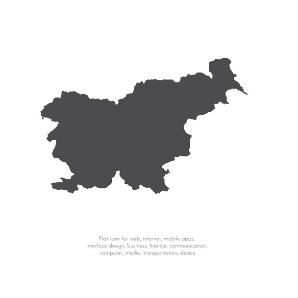 Vektör harita Slovenya. İllüstrasyon izole vektör. Beyaz arka plan üzerine siyah. EPS 10 illüstrasyon. - Vektör, Görsel