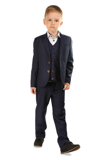 Schoolboy in classic suit isolated on white. Concept school uniform. - Photo, image