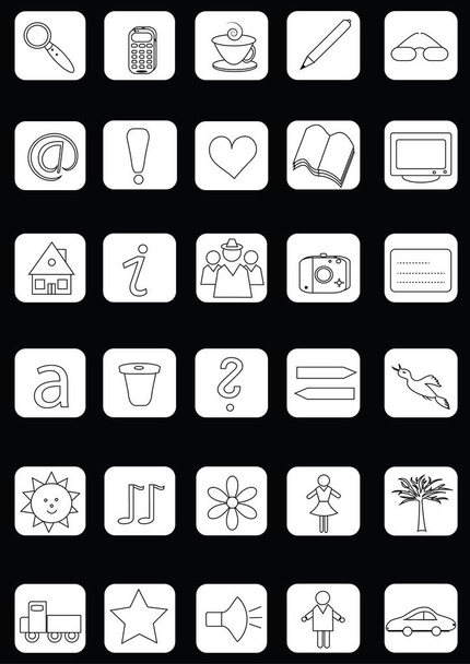 Internet simples de coisas coleção de ícones planos. Símbolos de diferentes motivos. Vetor
. - Vetor, Imagem