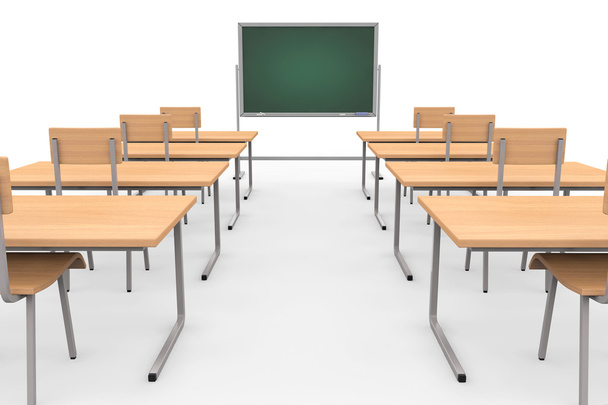 Empty classroom with blackboard and desks - Photo, Image