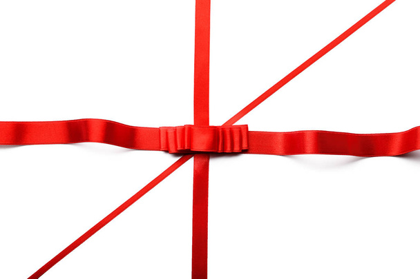 Red ribbons on white background - Photo, Image