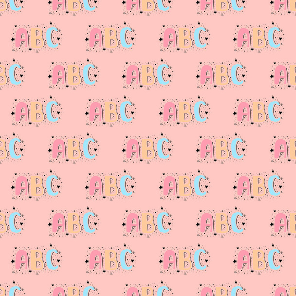 Vector seamless pattern of  hand drawn ABC letters. - Vector, Image