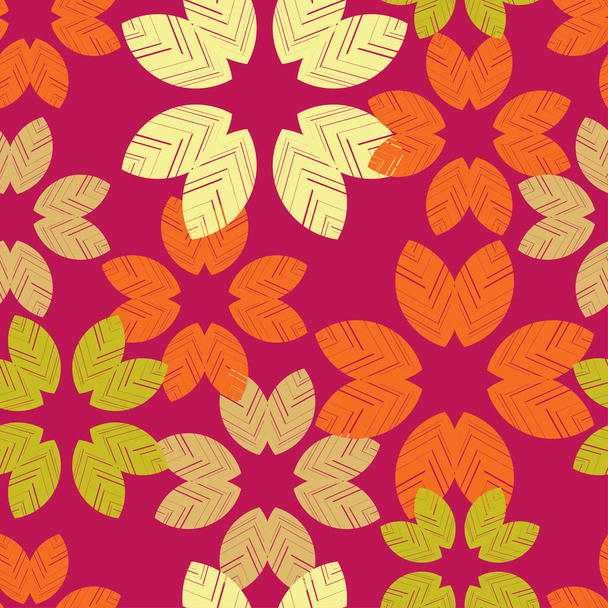 Seamless background with decorative leaves. Autumn leave. Flower mosaic. Textile rapport. - Вектор,изображение