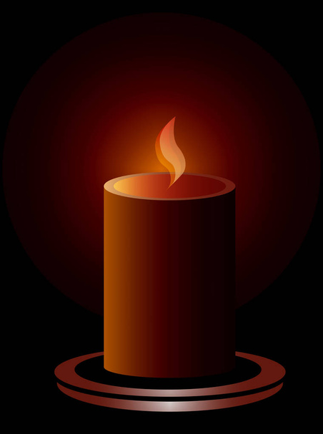 Orange candle on the black background - Vector, afbeelding