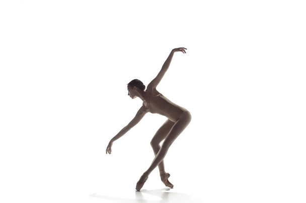 Ballerina. Young graceful female ballet dancer dancing isolated on white. Beauty of classic ballet. - Foto, Imagem