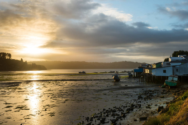 Sunrise at Castro in the southen island of Chiloe, Chle - Photo, Image