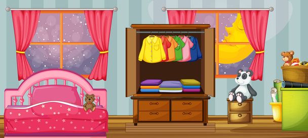 A child bedroom template illustration - Vector, Image