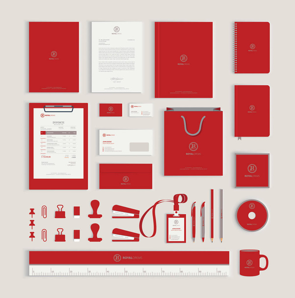 Red corporate identity design template - Vektori, kuva