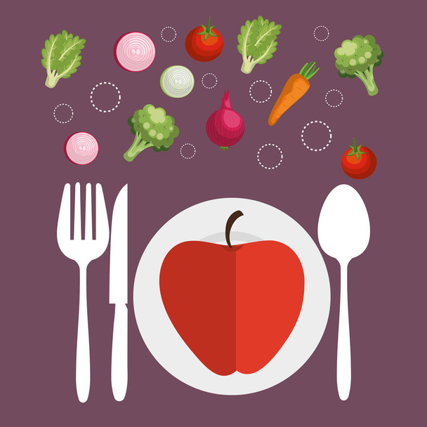 dieta vegan estilo de vida saudável
 - Vetor, Imagem