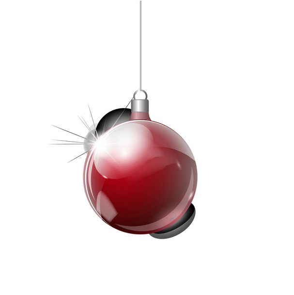 Vector Christmas fir tree and realistic transparent silver Christmas ball on a light abstract background - Vector, Image