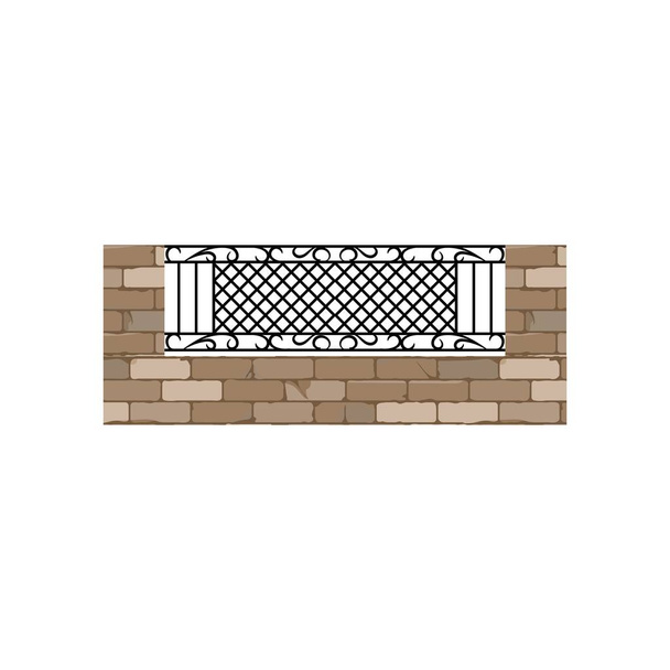 Forged metal element with ornament. For steel fence, gates and decorative balcony. Vector illustration - Vector, Image