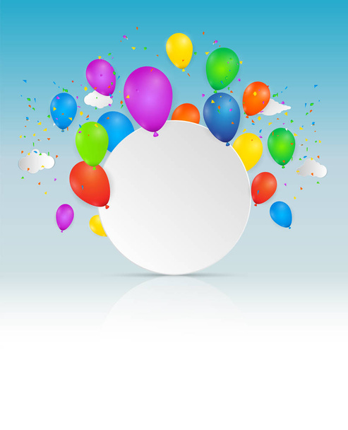 Anniversary or happy birthday card celebration background with balloons. Illustration. - Vecteur, image