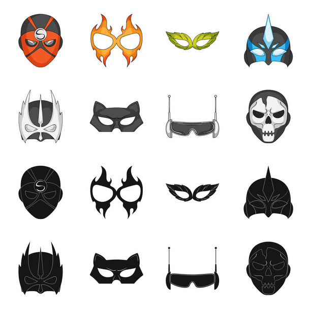 Vector illustration of hero and mask logo. Set of hero and superhero stock symbol for web. - Vektori, kuva