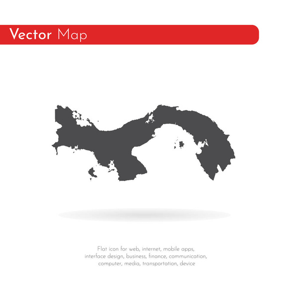 Vector map Panama. Isolated vector Illustration. Black on White background. EPS 10 Illustration. - Vector, Image