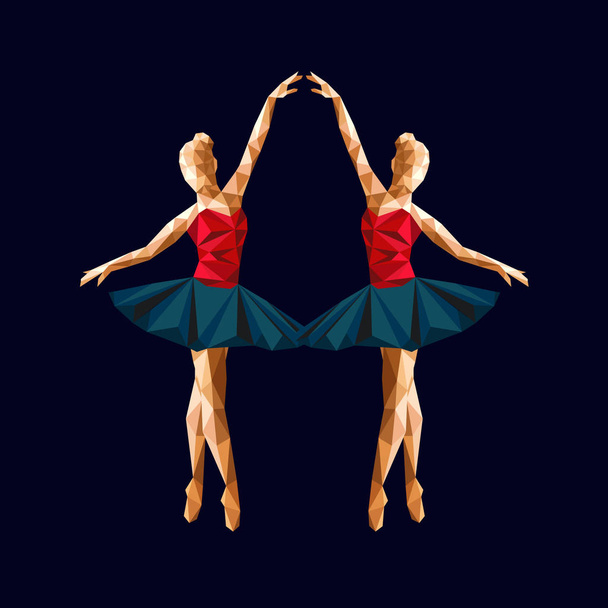 Ballerina prima vector veelhoekige driehoek papier knippen logo eenvoudig abstract ontwerp laag poly - Vector, afbeelding