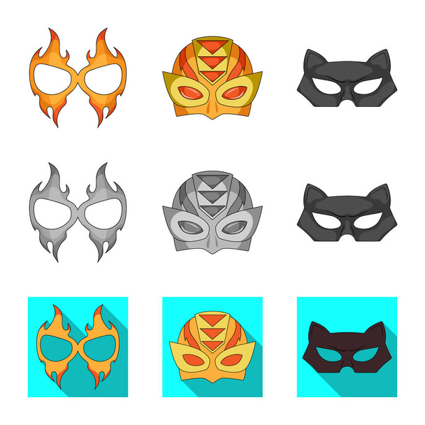 Vector design of hero and mask icon. Set of hero and superhero stock vector illustration. - Vector, Imagen