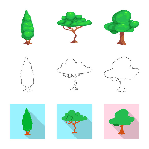 Vector illustration of tree and nature icon. Collection of tree and crown vector icon for stock. - Vector, Image