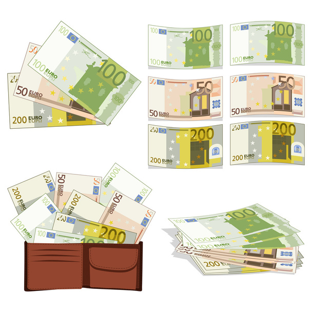 Euros em diferentes formas
 - Vetor, Imagem