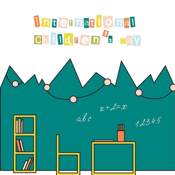 Tarjeta del Día Internacional de la Infancia en estilo plano. Ilustración vectorial
 - Vector, imagen