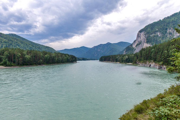calm mountain river in the Altai - 写真・画像