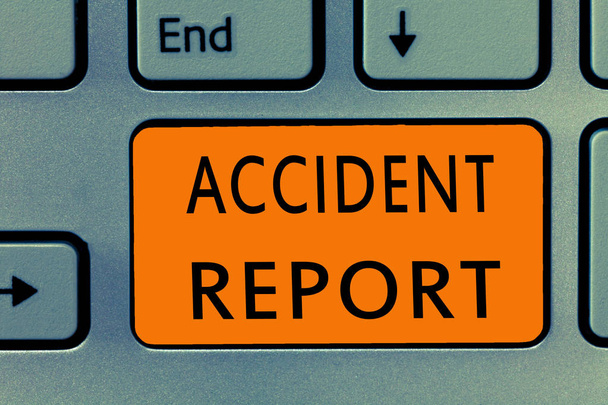 Conceptual hand writing showing Accident Report. Business photo text A form that is filled out record details of an unusual event - Photo, Image