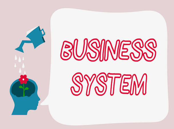 Teksti merkki osoittaa Business System. Käsitteellinen kuva Menetelmä organisaatioiden tietojen analysoimiseksi
 - Valokuva, kuva