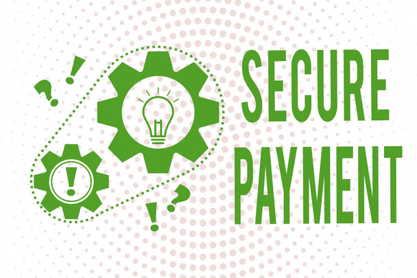 Käsiala tekstiä kirjallisesti Secure Payment. Käsitteellä "maksuvarmuus" tarkoitetaan myös riidan kohteena olevan maksun varmistamista
 - Valokuva, kuva