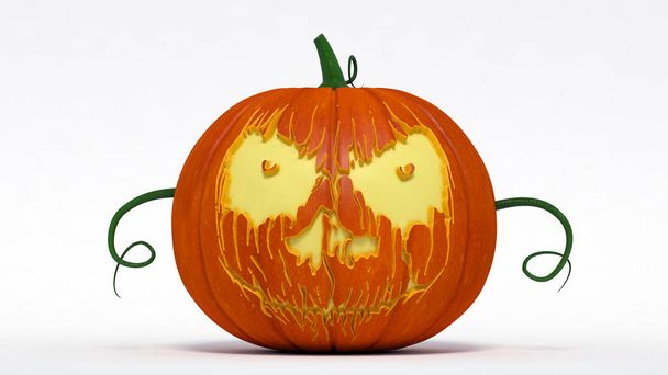 Halloween pumpkin jack-o lucernou zlo usmíval. 3D obrázek - Fotografie, Obrázek